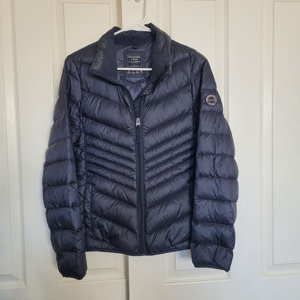 Vintage Y2K Abercrombie & Fitch Down Puffer Jacket Size Small Navy Blue Thermal